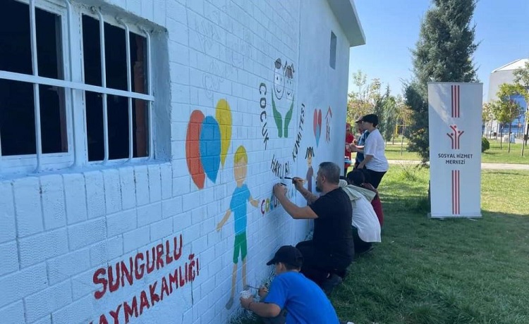 Farkındalık için duvarları boyadılar